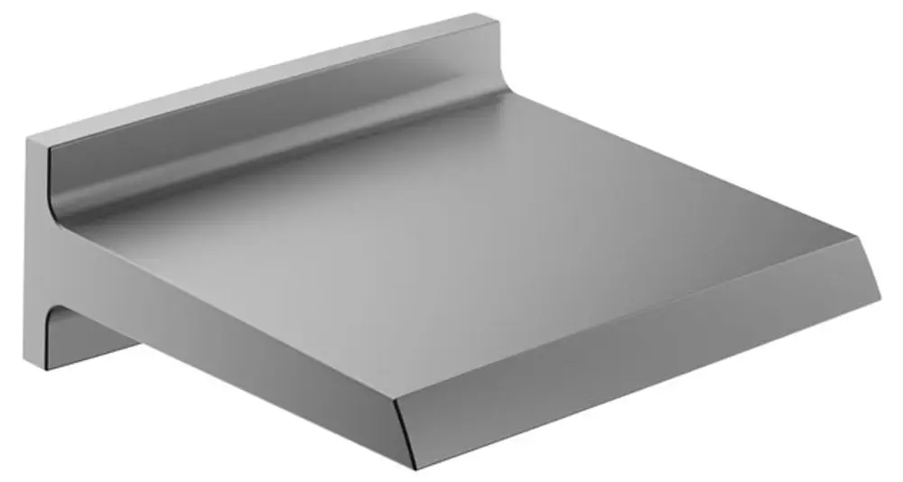 Wandmontierte Duscheinheit in Aluminium-Optik von Keuco. Elegante, flache Designoberfläche mit abgerundeten Kanten. Geeignet für den Einsatz in Badezimmern.